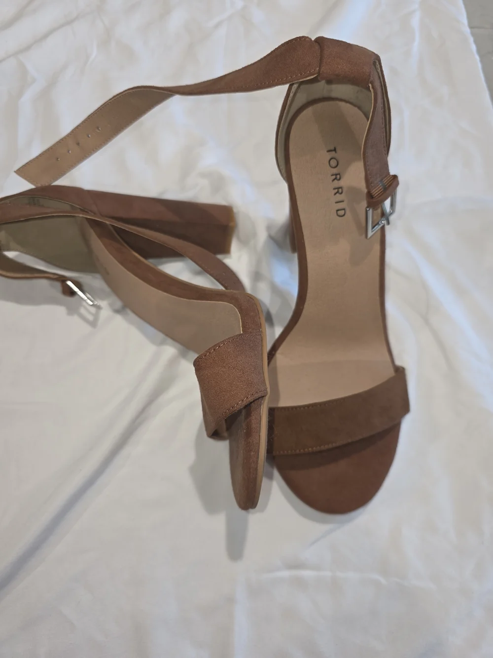Torrid Brown Suede Block Heel Sandals